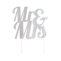 Decorazione per torta Mr e Mrs color argento - Colore Argento