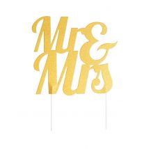 Decorazione per torta Mr e Mrs color oro - Colore Oro