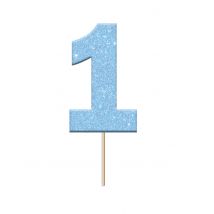 12 decorazioni per torta in plastica numero 1 azzurro - Colore Blu