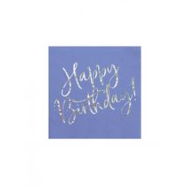 20 tovaglioli blu Happy Birthday iridescente - Colore Blu