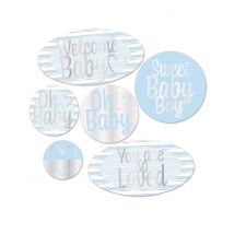 6 decorazioni di cartone Welcome baby boy - Colore Blu