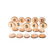10 segna tavolo rondelle in legno da 1 a 10 - Colore Legno