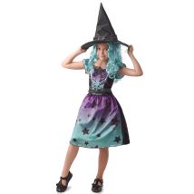 Costume da strega blu per bambina - Taglia S 4-6 anni (110-120 cm)