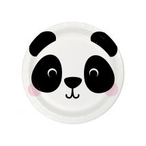 8 piatti in cartone piccolo panda 23 cm - Colore Nero