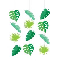 3 sospensioni in cartone foglie tropicali - Colore Verde