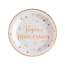 10 Piatti carta Buon compleanno oro rosa 22,5 cm - Colore Rosa