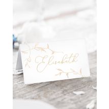 10 segnaposto in cartone bianco con rami oro - Colore Bianco