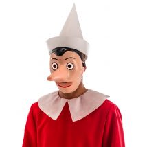 Maschera in plastica con naso staccabile Pinocchio - Colore Avorio