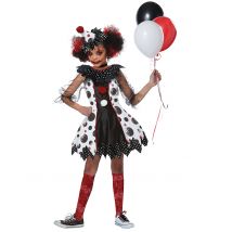 Costume clown spaventoso bianco e nero bambina - Colore Nero - Taglia 10/12 anni (165 cm)