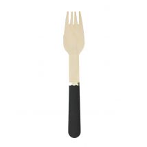 8 forchette in legno nere 15 cm - Colore Nero