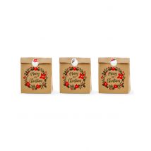 3 sacchetti regalo kraft Merry Little Christmas - Colore Marrone