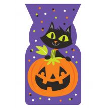 20 sacchetti in plastica gatto e zucca - Colore Viola e lilla