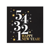 16 tovaglioli di carta Golden New Year - Colore Nero