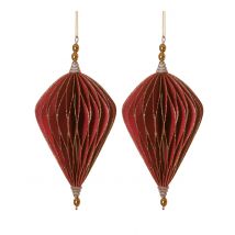 2 decorazioni origami rombi rossi - Colore Rosso