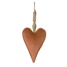 Decorazione cuore in velluto color terracotta - Colore Marrone
