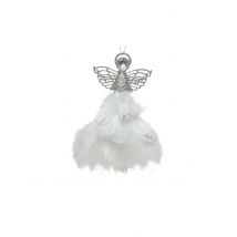 Decorazione angelo argento con piume - Colore Bianco