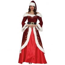Costume elegante da Mamma Natale con dettagli dorati per donna - Colore Rosso - Taglia XL (48-50)