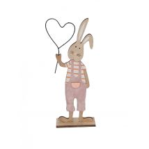 Decorazione in legno coniglio con cuore - Colore Rosa