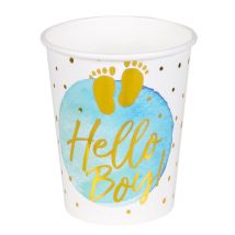 10 bicchieri in cartone Hello Boy - Colore Blu