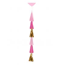 Coda di nappe per palloncini rosa e oro - Colore Rosa