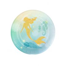 10 piatti in cartone sirena laguna 23 cm - Colore Blu