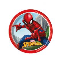 8 piatti in cartone Spiderman Fighter 23 cm - Colore Rosso