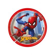8 piattini in cartone Spiderman Fighter 20 cm - Colore Rosso