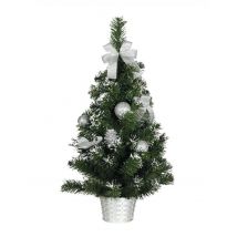 Albero in piedi con decorazioni in argento 60 cm - Colore Verde