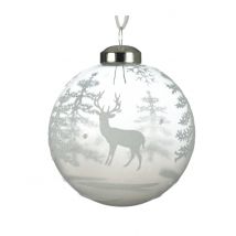 3 sfere di vetro trasparente con motivi innevati 8 cm - Colore Bianco