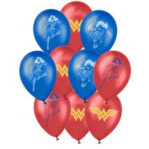 10 Palloncini in lattice Wonder Woman 25 x 32 cm - Colore Rosso