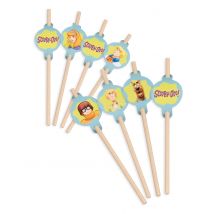 8 cannucce in cartone con medaglione Scooby-Doo 20 cm