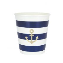 8 bicchieri smerlati di carta tema marino 200 ml - Colore Blu