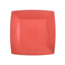 10 Piatti grandi quadrati di carta rossa da 23 cm - Colore Rosso
