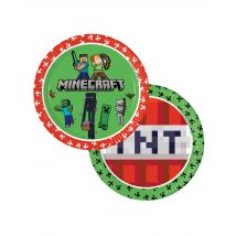8 Piatti in carta FSC Minecraft 23 cm - Colore Rosso