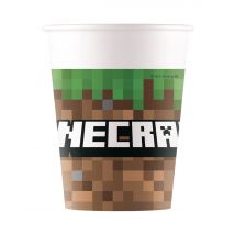 8 Bicchieri in carta FSC Minecraft 200 ml - Colore Marrone