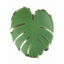 8 Piatti foglie tropicali 23 cm - Colore Verde