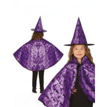 Kit mantello e cappello da strega pipistrello per bambini - Colore Viola e lilla