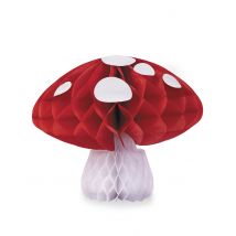 Decorazione a fungo grande a nido d'ape 21 cm - Colore Rosso