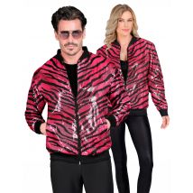 Giacca di paillettes tigre rosa per adulti - Colore Rosa - Taglia S/M
