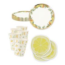 Kit di stoviglie monouso agli agrumi - Colore Multicolore