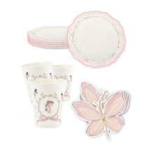 Kit di stoviglie usa e getta per compleanno Fate e farfalle - Colore Multicolore