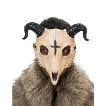 Maschera scheletro demone cornuto bianco adulto - Colore Bianco