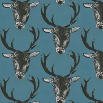 Graduate Collection Wallpaper Stag Head Teal 26218