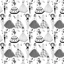 Dupenny Wallpaper Vintage Dress- (B&W) - 10m VINTAGEDRESS 10M BW