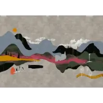 Tres Tintas Mural Landscape Collage Mural M5007-2