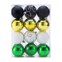 Casaria Kerstballen set van 24 stuks - Groen Wit Zwart Goud - Kunststof