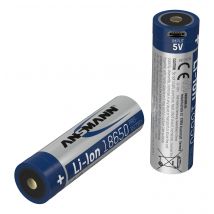 Ansmann Li-Ion batterij 18650 met 2600 mAh en Micro-USB laadaansluiting