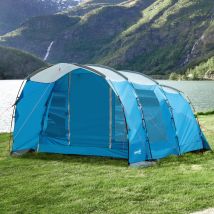 Campingtent voor 5 personen, 2 kamers, verwijderbaar tussenschot, weerbestendig, incl. transporttas, blauw+zwart