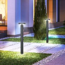 Tuinlamp, padverlichting, paalverlichting met LED's, weerbestendig, 20 cm x 20 cm x 90 cm, donkergrijs