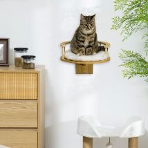 Paws kattenklimmuur, kattenbed voor aan de muur, kattenhangmat, eikenhout